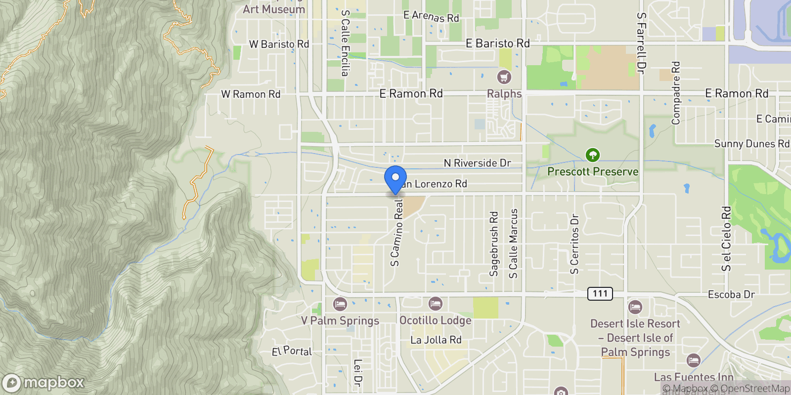 Map showing 783 E Mesquite Avenue, Palm Springs, California, United States.