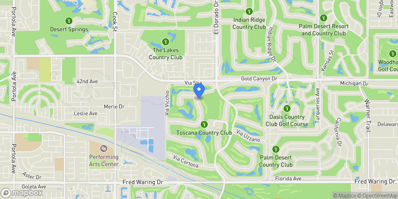 Map showing 75861 Via Pisa , Indian Wells, CA 92210, Indian Wells, California, United States.