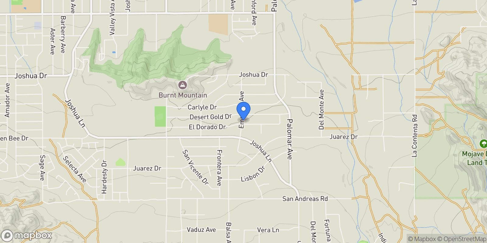 Map showing 8395 Emerson Avenue , Yucca Valley, CA 92284, Yucca Valley, California, United States.