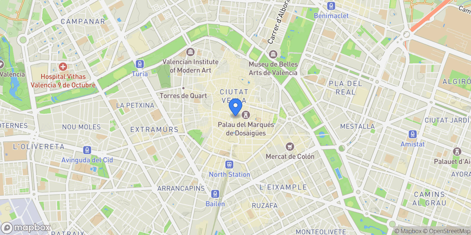 Map showing 12 Passatge de Ripalda, València, VC 46002, Ciutat Vella, Valencia, Spain.