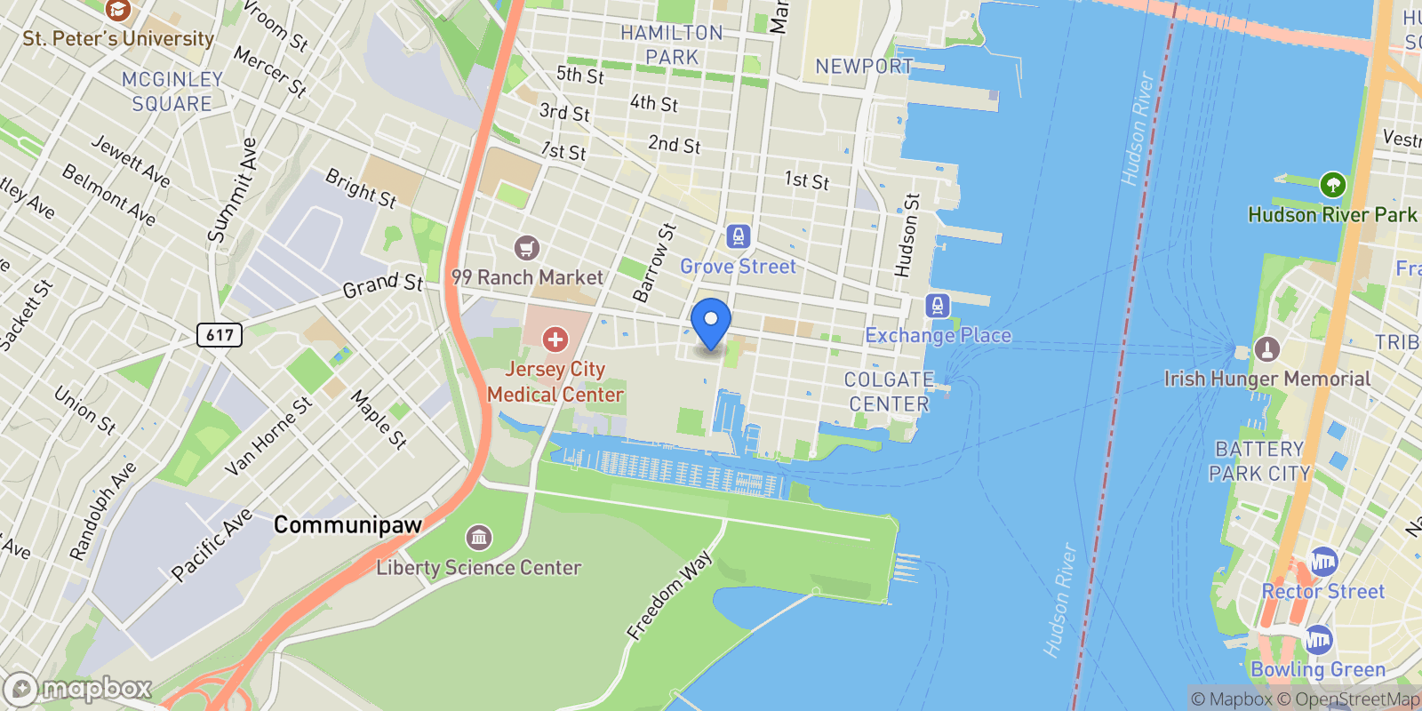 Map showing 201 Luis M Marin Blvd Unit# 1008, Jc, Downtown, NJ 07302, Jersey City, New Jersey, United States.