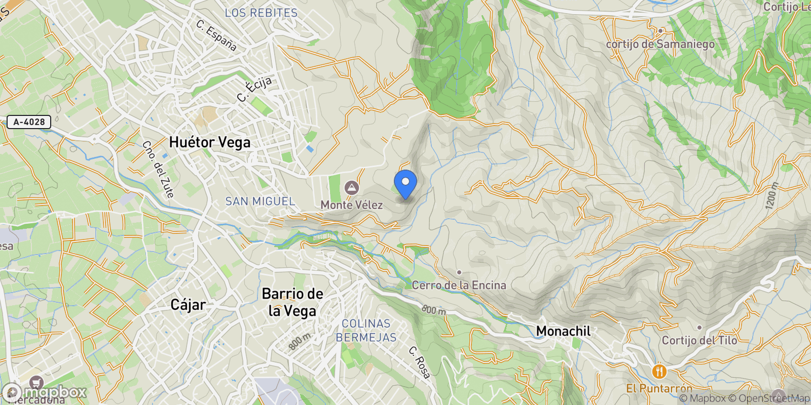 Map showing Zona metropolitana, Monachil, GRANADA, Monachil, Monachil, Andalusia, Spain.