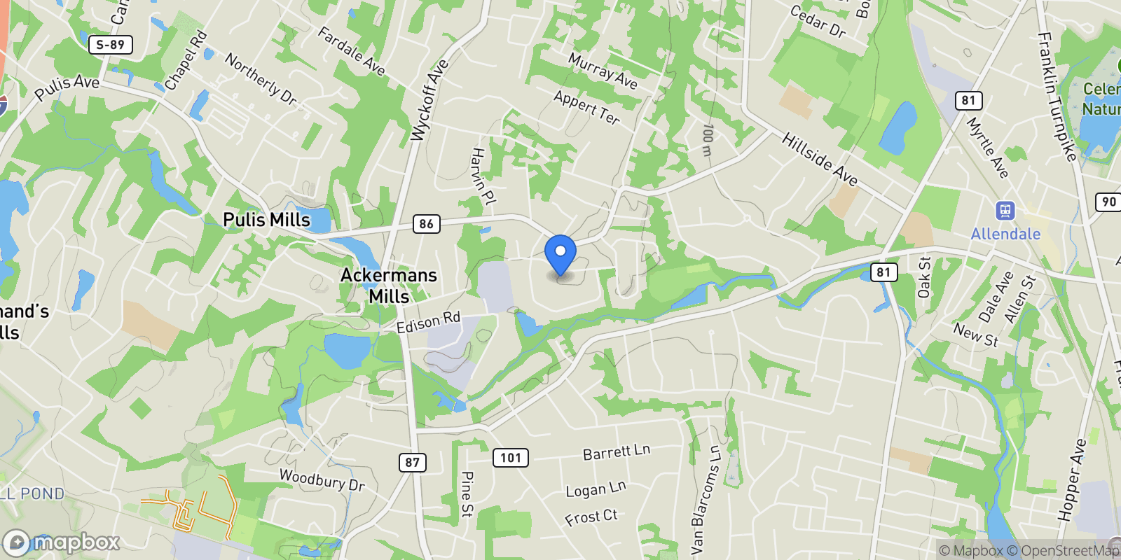 Map showing 21 Whitman Lane , Mahwah, NJ 07430, Mahwah, New Jersey, United States.