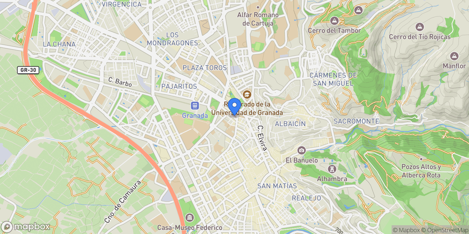 Map showing Constitucion, Granada, GRANADA, Granada, Centro, Granada, Spain.