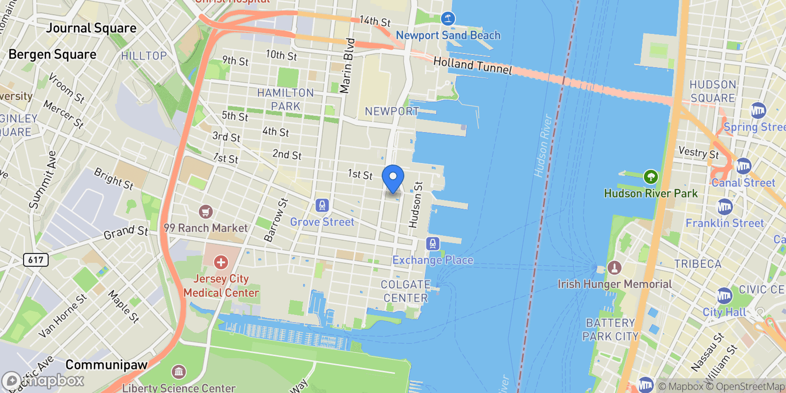 Map showing 88 Morgan Street  #1708 , Jersey City, NJ 07302, Jersey City, New Jersey, United States.