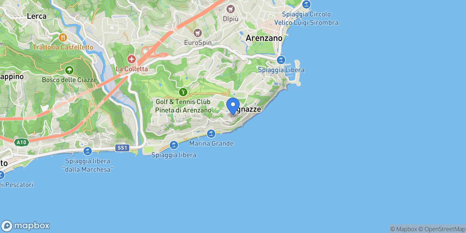 Map showing Arenzano via della torretta 13, Arenzano, Liguria, Italy.