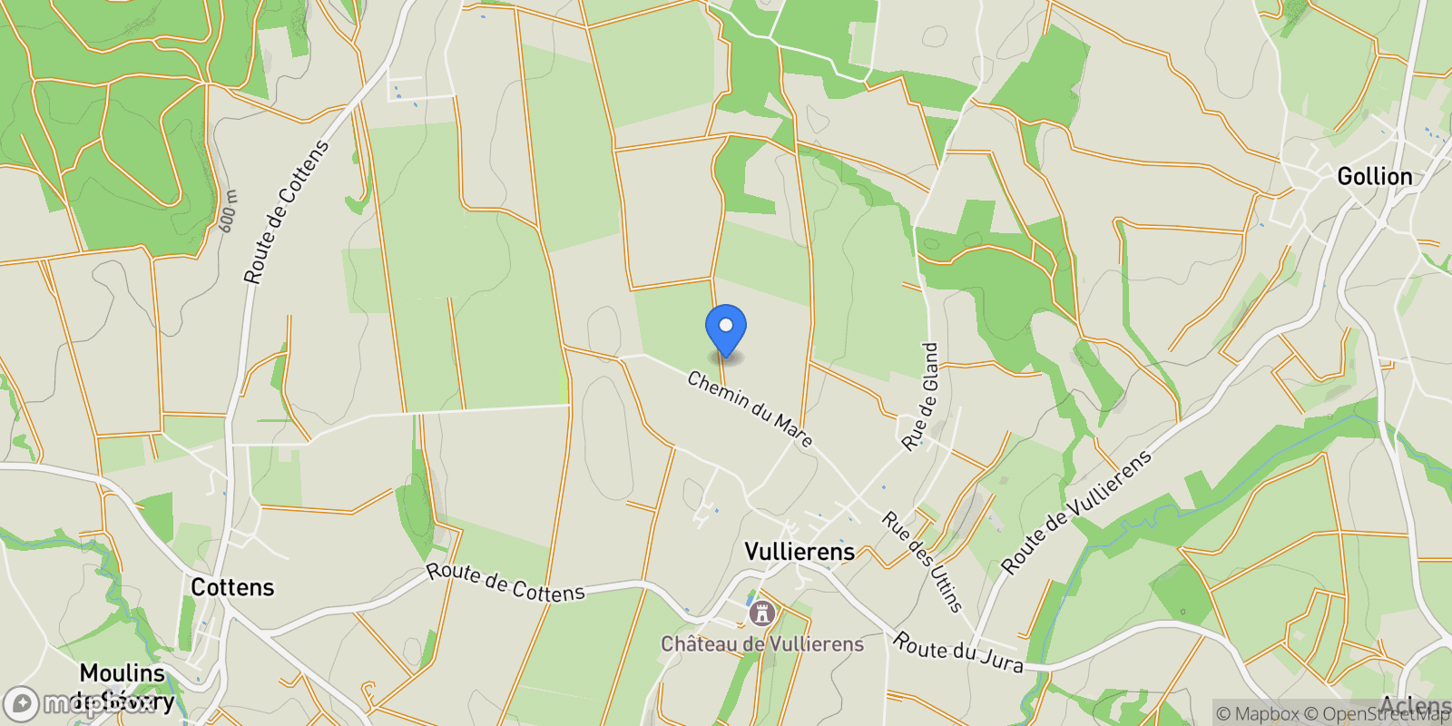 Map showing Vullierens, Vaud, Switzerland.