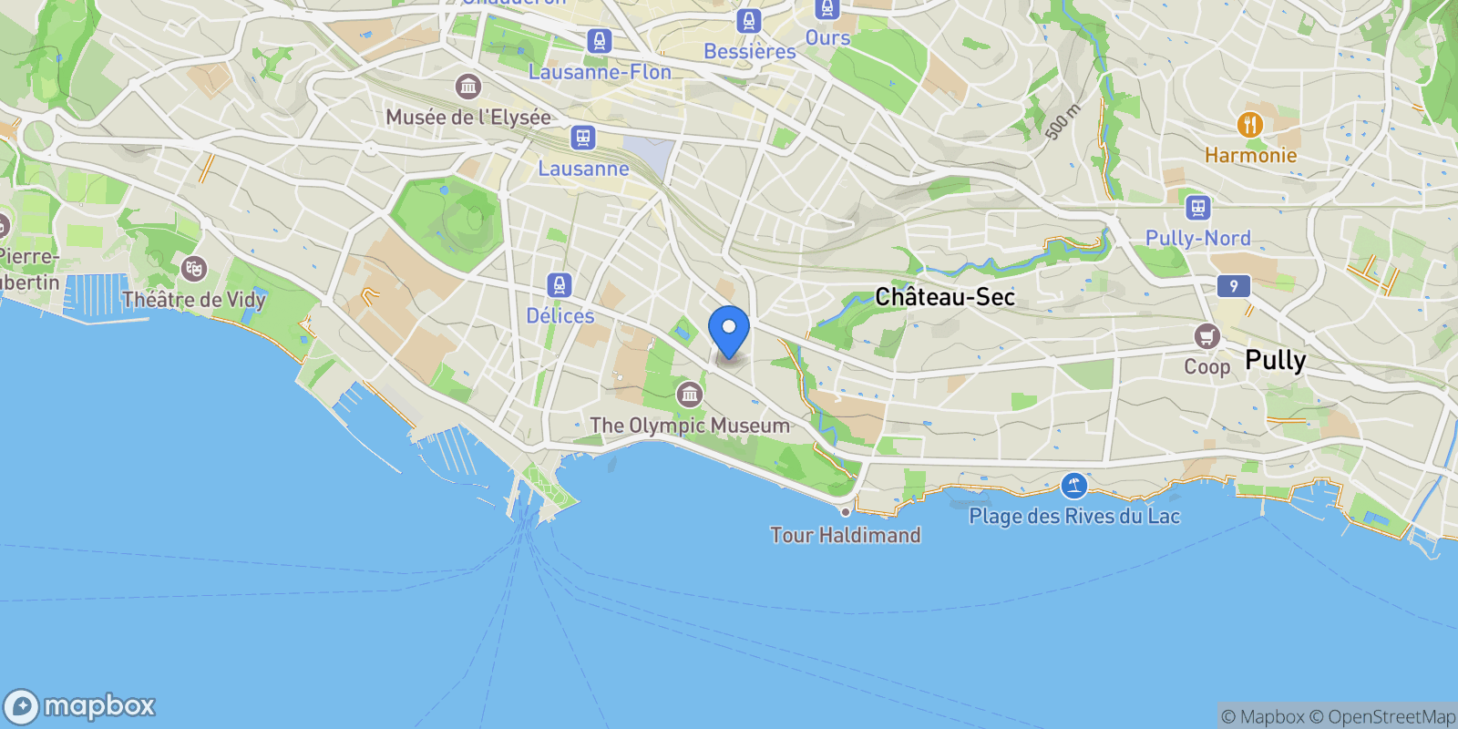 Map showing Lausanne, Vaud, Switzerland.