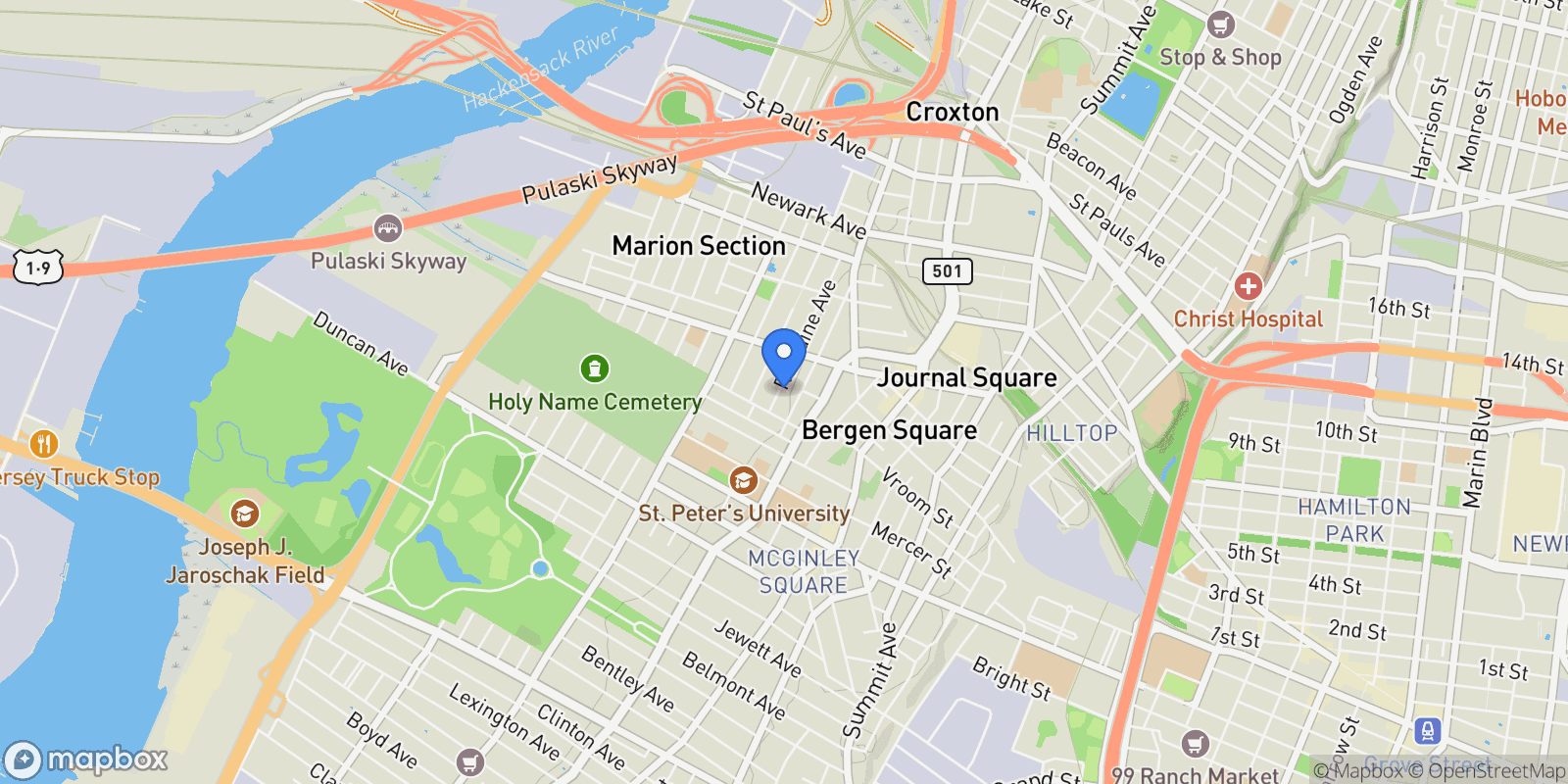 Map showing 24 Romaine Ave Unit# A1, Jc, Journal Square, NJ 07306, Jersey City, New Jersey, United States.