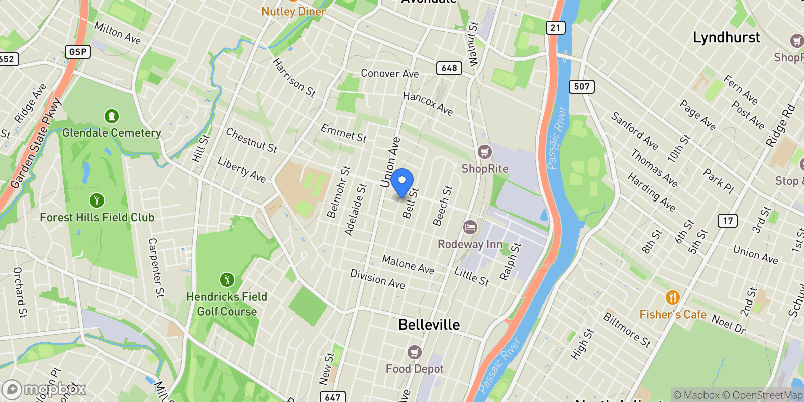 Map showing 436 DeWitt Ave , Belleville, NJ 07109, Belleville, New Jersey, United States.