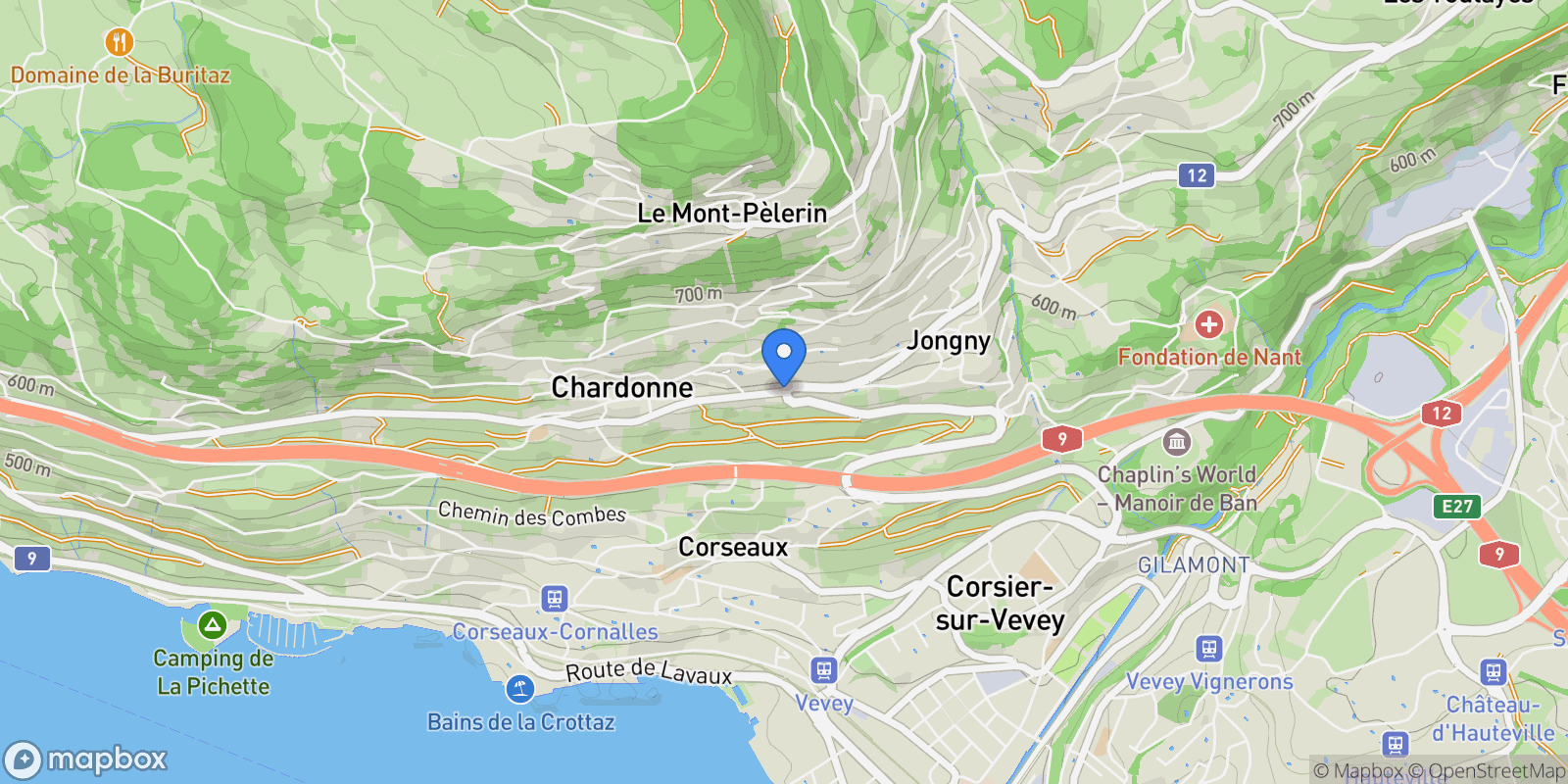 Map showing Chardonne, Vaud, Switzerland.