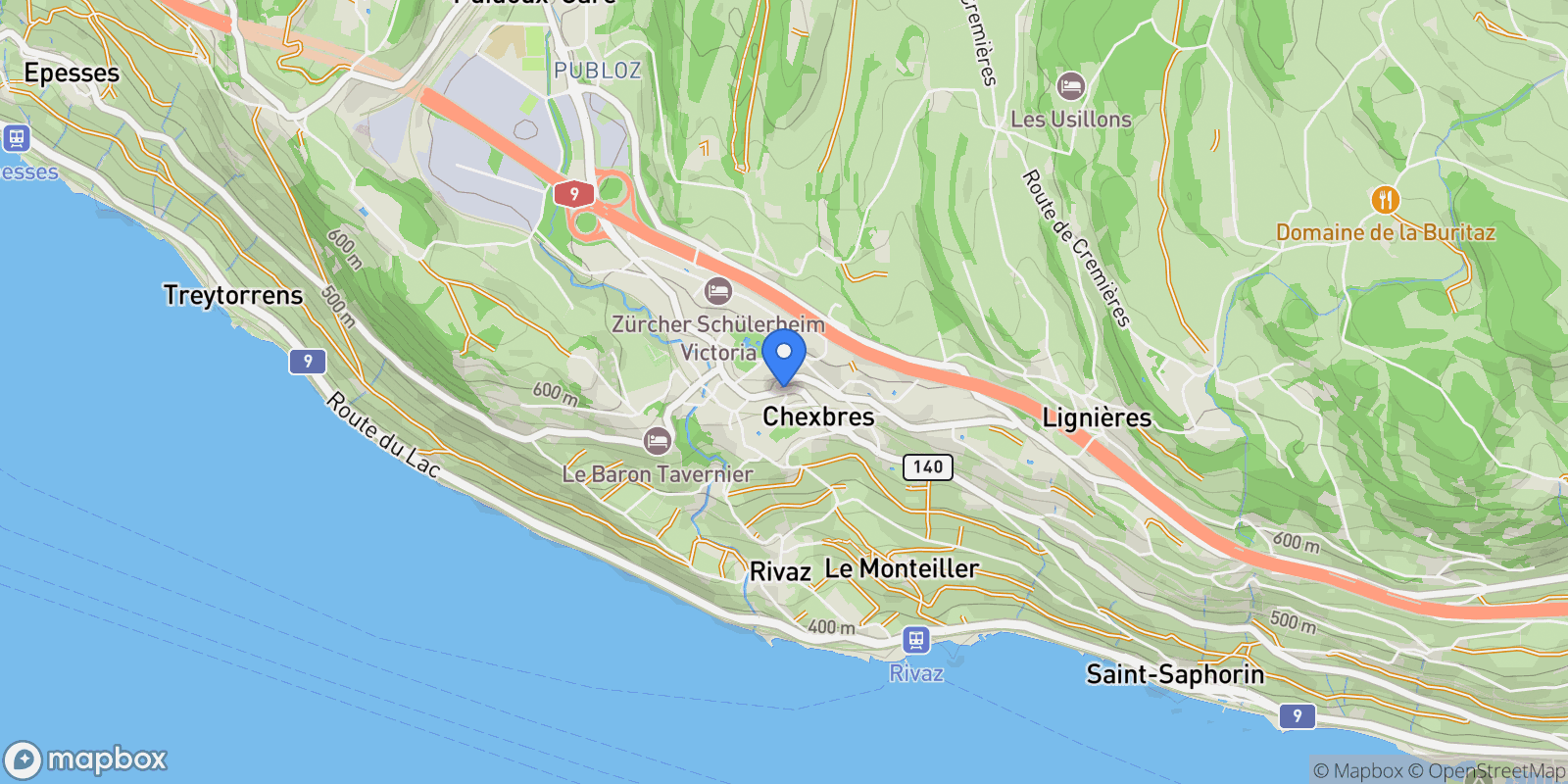 Map showing Chexbres, Vaud, Switzerland.