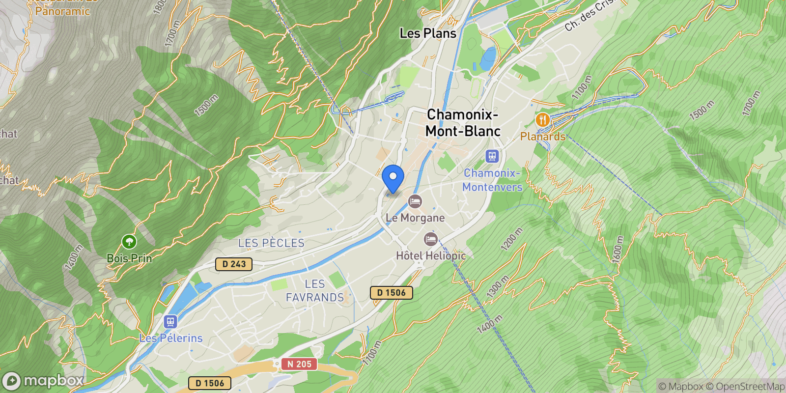 Map showing 73 Av. Ravanel le Rouge, 74400 Chamonix-Mont-Blanc, France, Chamonix, Auvergne-Rhône-Alpes, France.