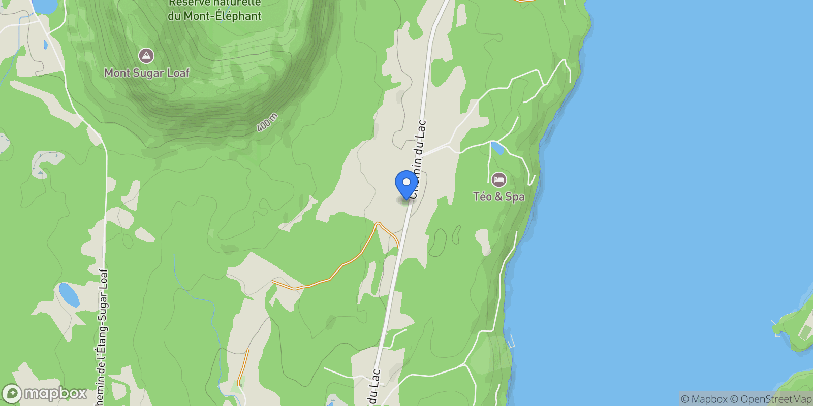 Map showing 401 Ch. du Lac, Potton, QC J0E1X0, Mansonville, Quebec, Quebec, Canada.