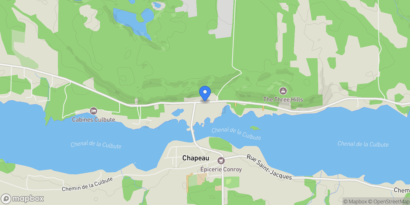Map showing 1221 Chem. de Chapeau Waltham, Chapeau, QC J0X 1M0, Canada, Chapeau, Quebec, Canada.