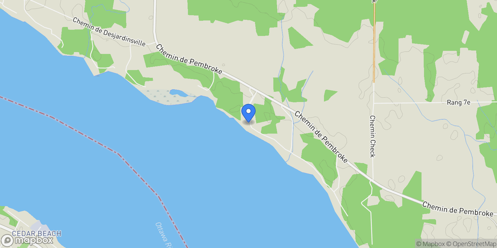 Map showing 30 Chem. Poplar, Chapeau, QC J0X 1M0, Canada, Chapeau, Quebec, Canada.