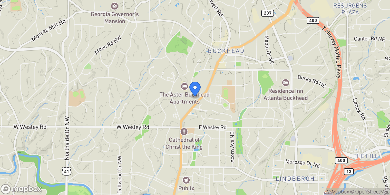 Map showing 2828 Peachtree Road NW, Atlanta, Georgia, United States.