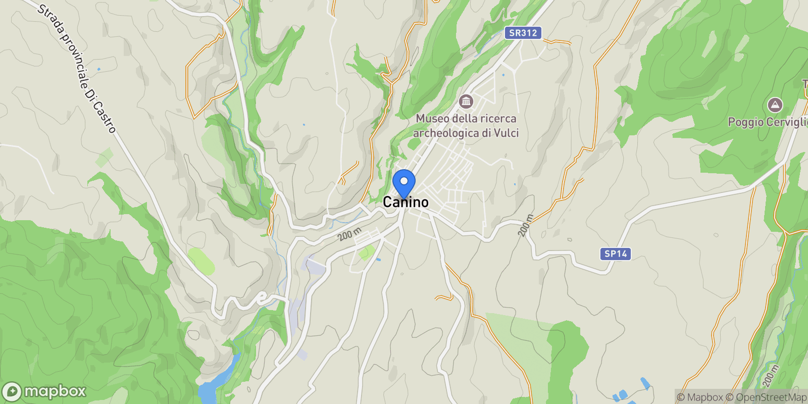 Map showing 01011 Canino VT, Italy, Canino, Lazio, Italy.