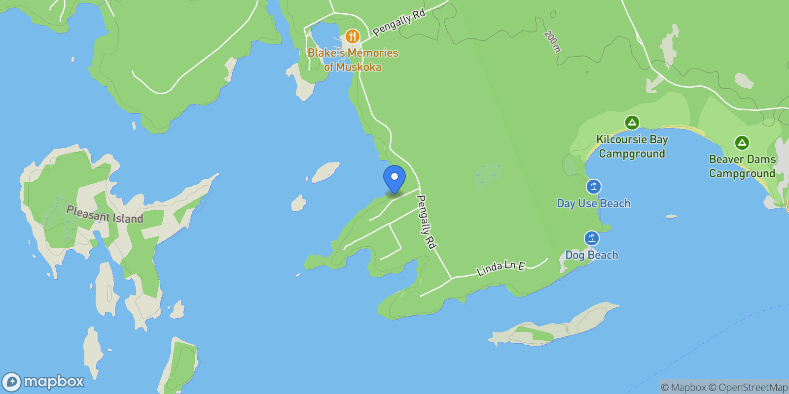 Map showing 5 Beech Avenue, Nobel, Ontario, Canada.
