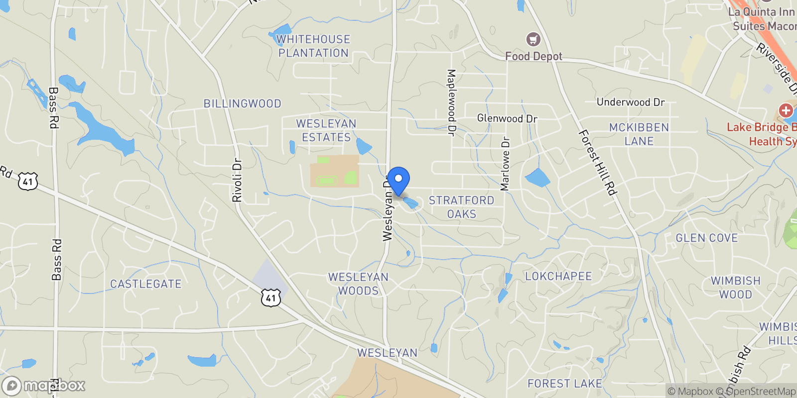 Map showing Forsyth, Georgia, United States.