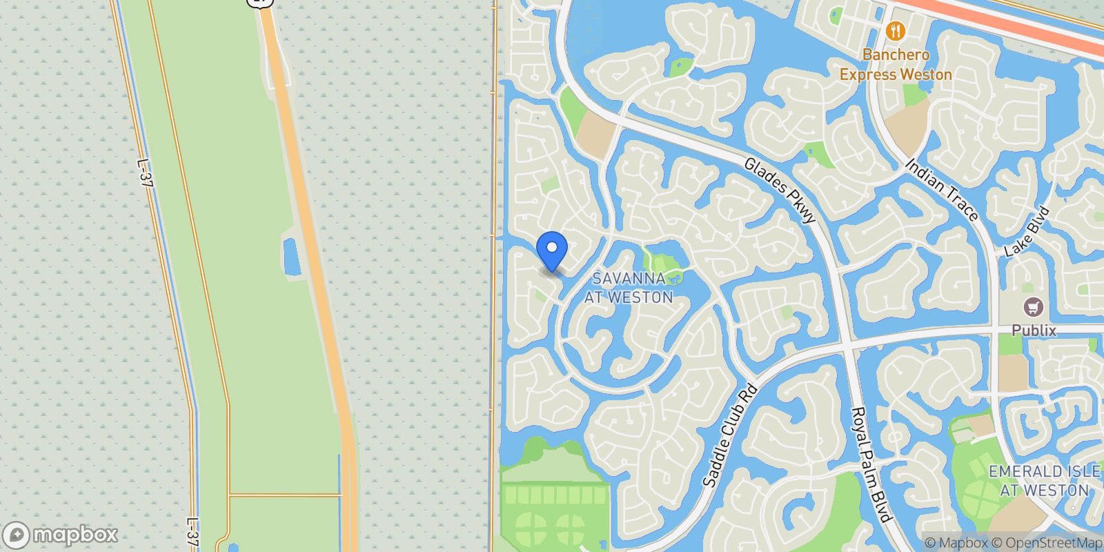 Map showing 1242 Peregrine Way, Weston, Florida, United States.