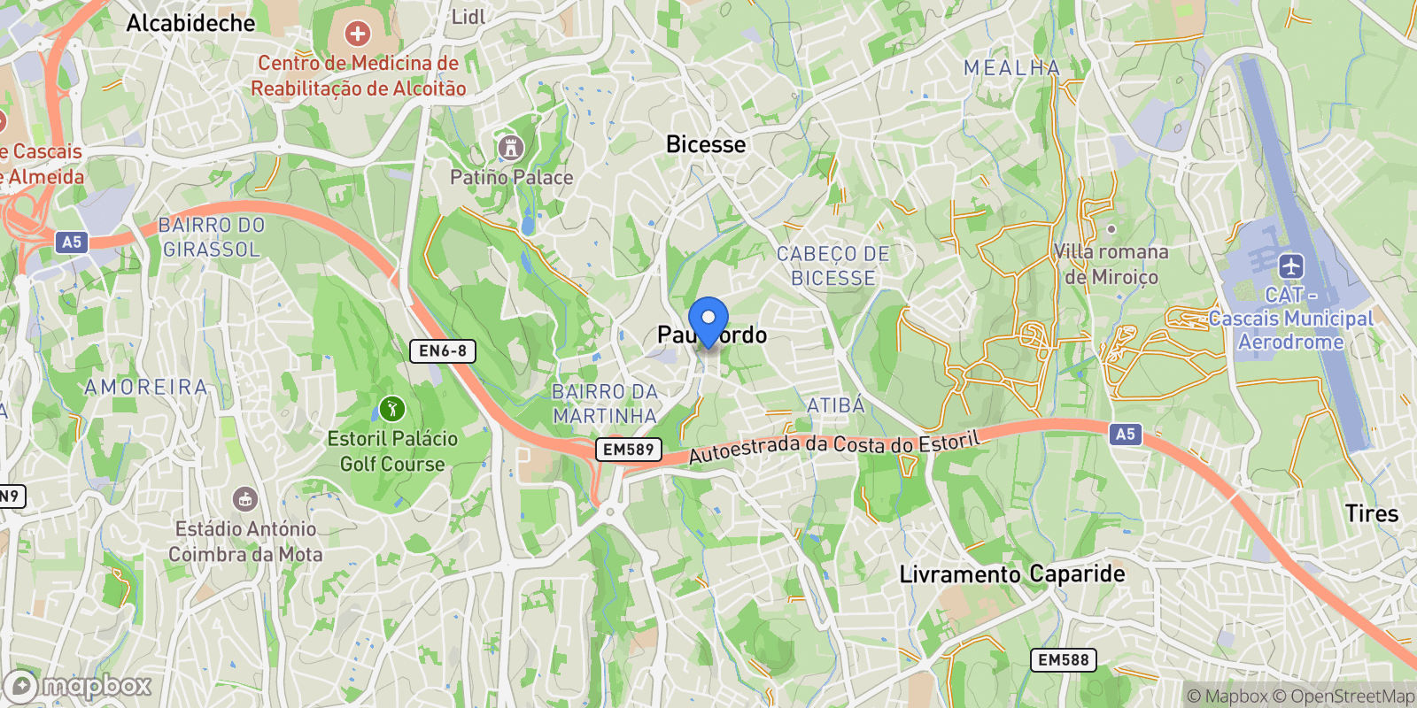 Map showing Alcabideche, Lisbon, Portugal.