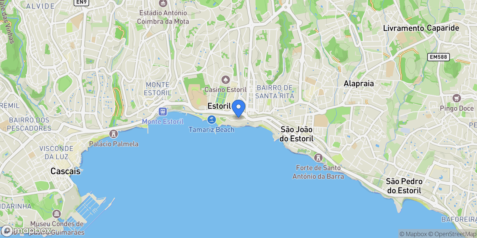 Map showing Estoril, Cascais e Estoril, Lisbon.