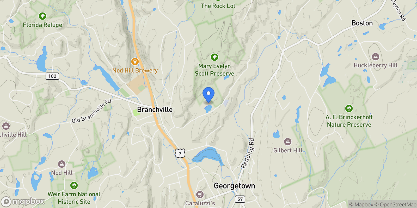 Map showing 33 Peaceable Street, Redding, CT 06896, Redding, Connecticut, United States.
