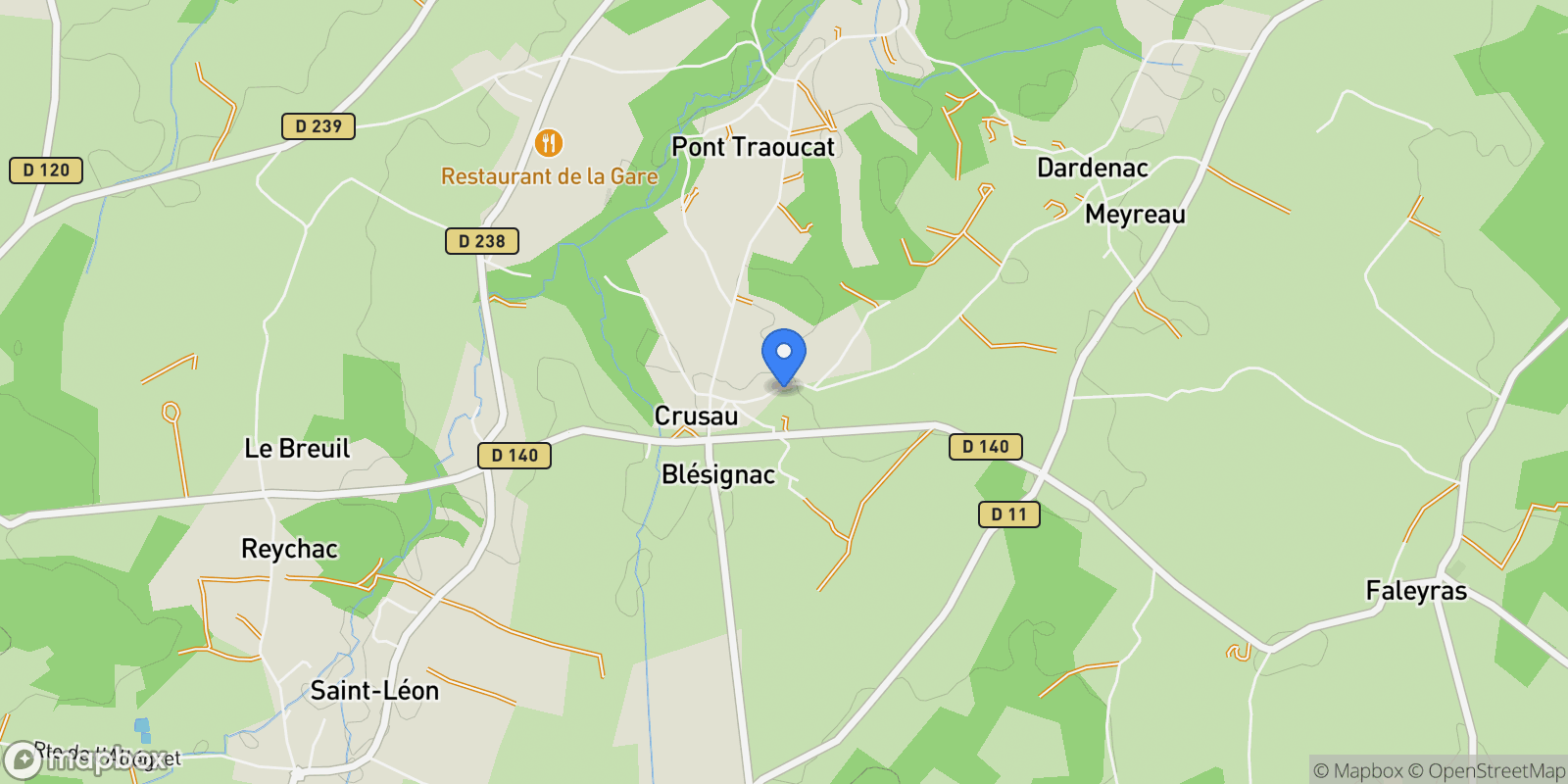 Map showing Blésignac, Nouvelle-Aquitaine, France.