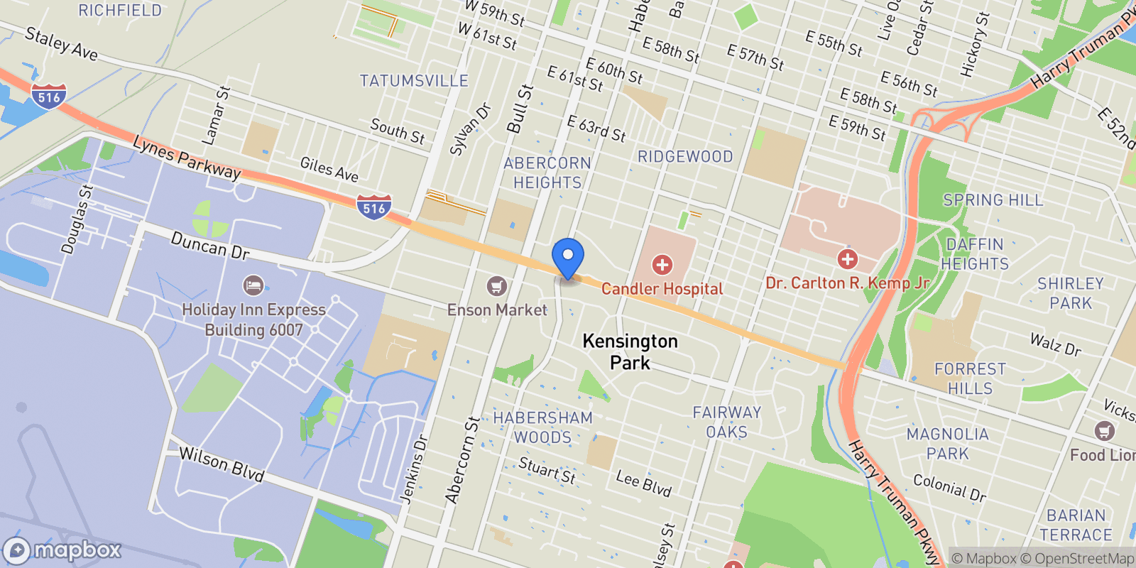 Map showing Savannah, Georgia, United States.