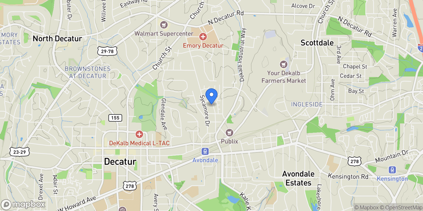 Map showing Decatur, Georgia, United States.