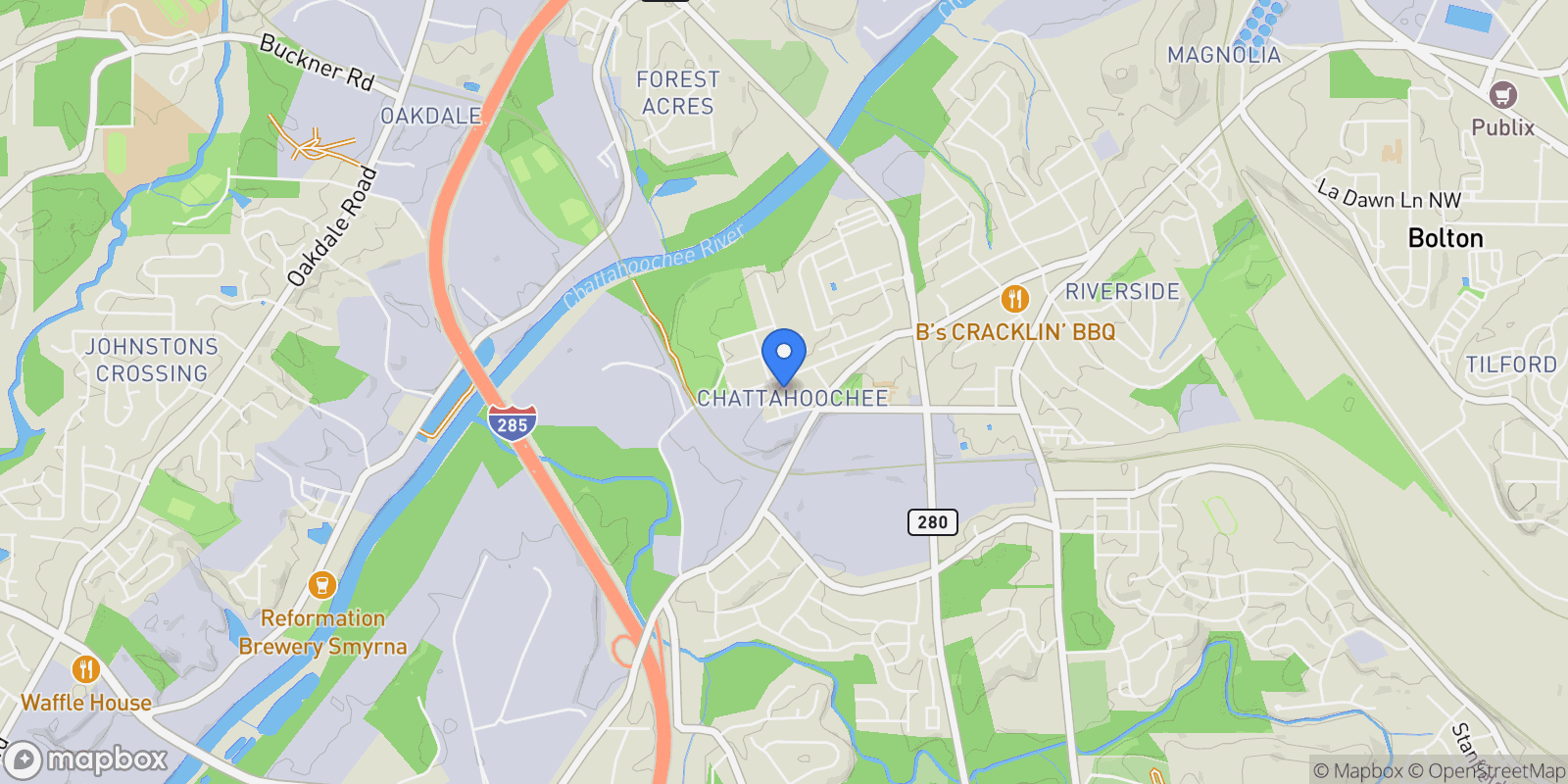 Map showing Atlanta, Georgia, United States.