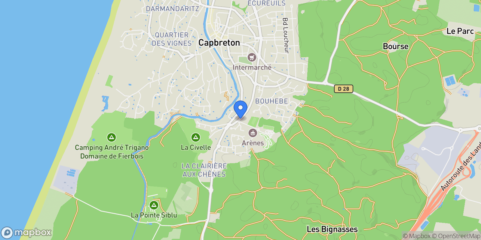 Map showing Capbreton, Nouvelle-Aquitaine, France.