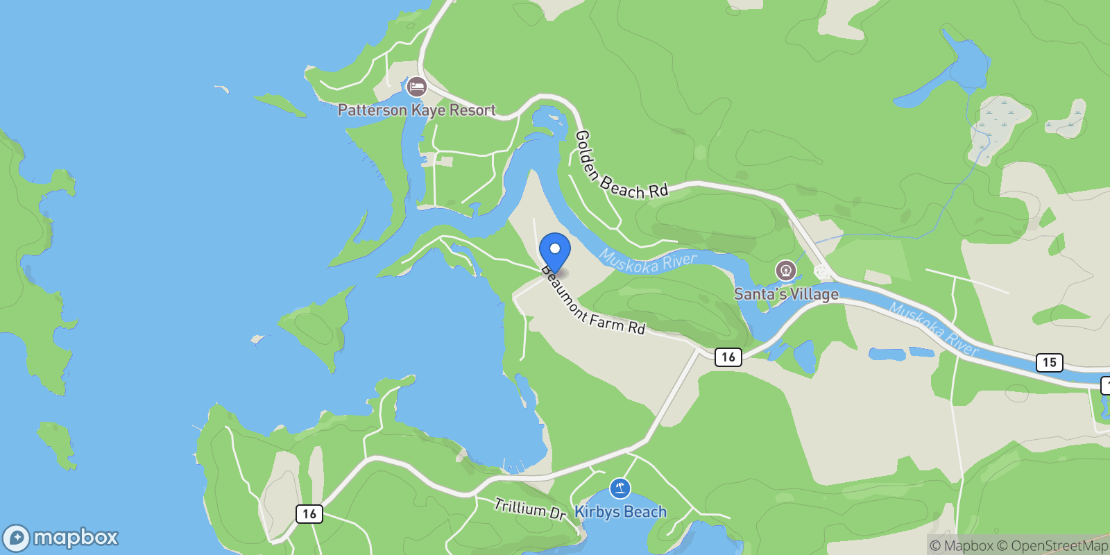 Map showing 1082 Beaumont Farm Rd, Bracebridge, ON P1L 1X2, Bracebridge, Ontario, Canada.