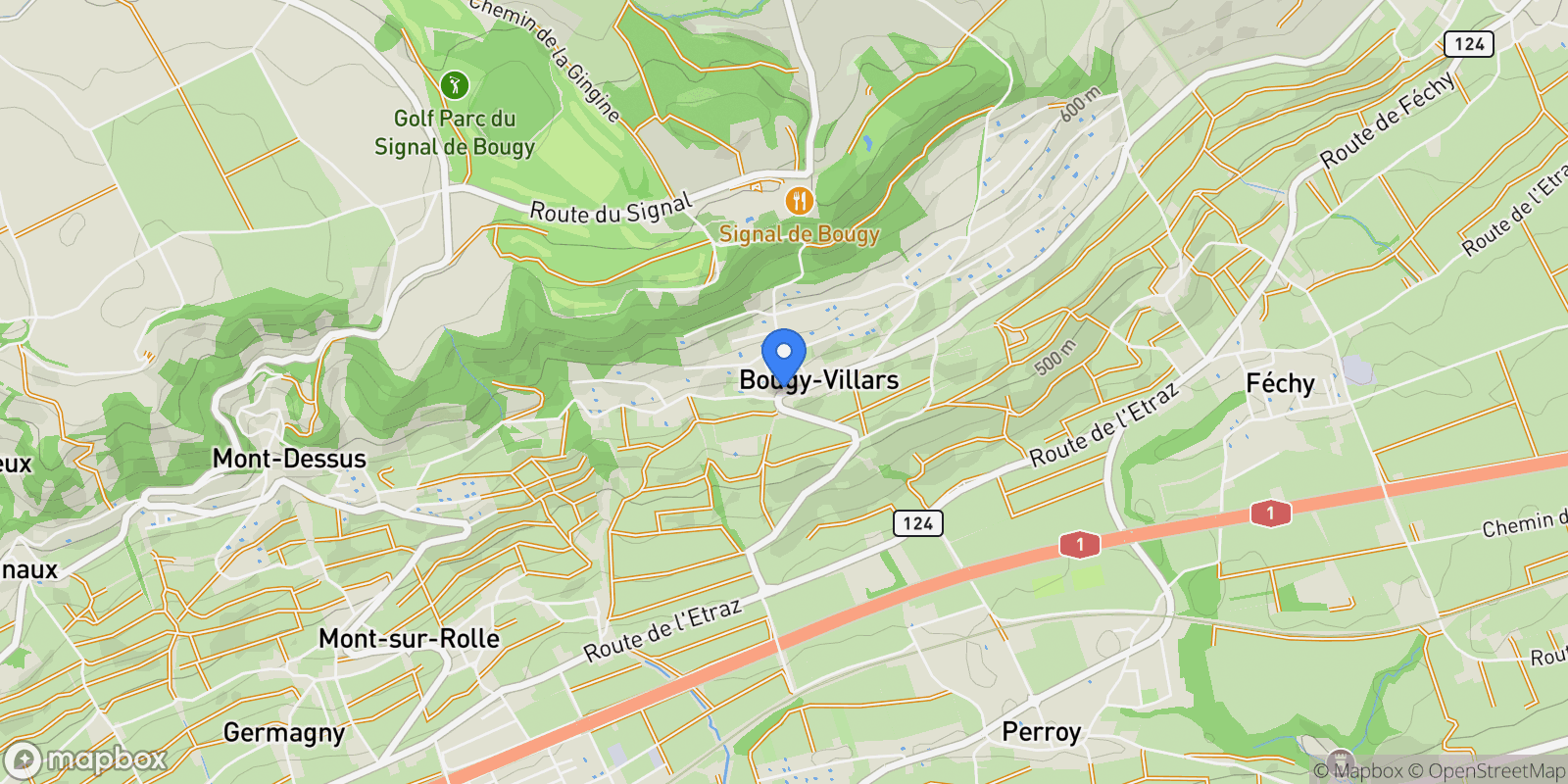 Map showing 1172 Bougy-Villars, Switzerland, Bougy-Villars, Vaud, Switzerland.