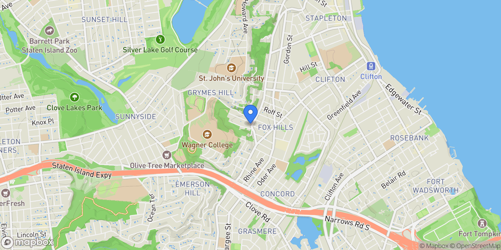 Map showing 980 Van Duzer Street, New York, New York, United States.