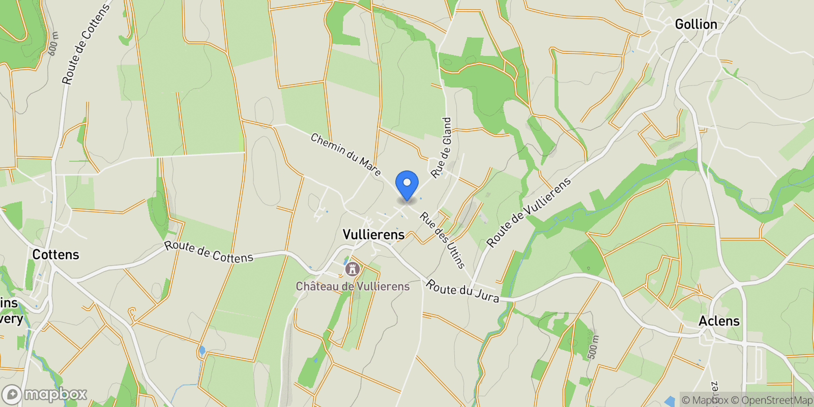 Map showing 1115 Vullierens, Switzerland, Vullierens, Vaud, Switzerland.