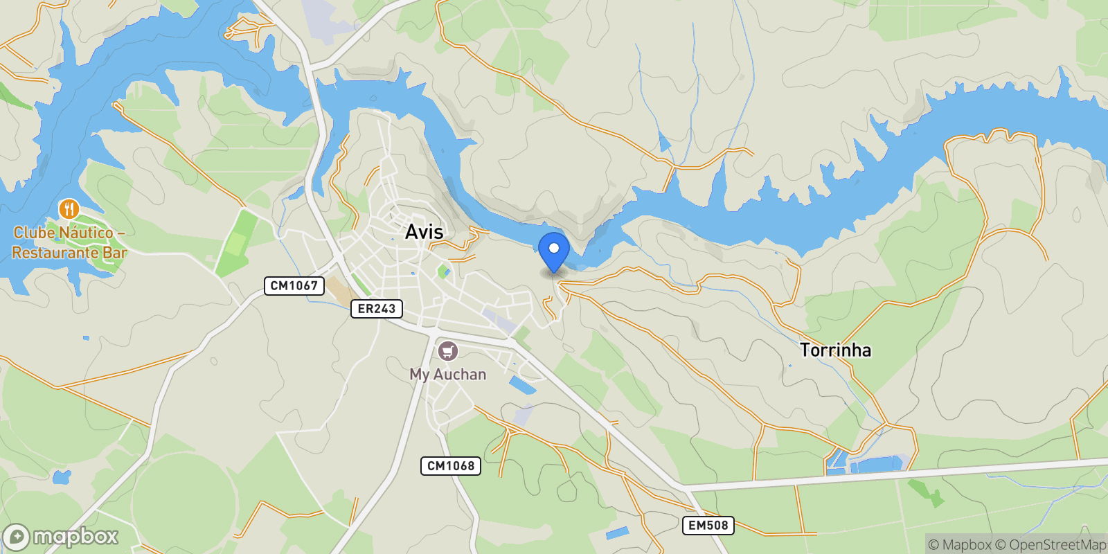Map showing 3439+G8 Avis, Portugal, Avis, Portalegre District, Portugal.