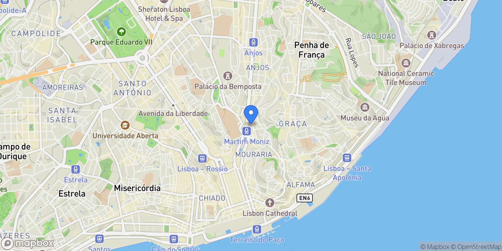 Map showing Rua do Benformoso 121, Lisbon, Portugal, Santa Maria Maior, Lisbon, Portugal.