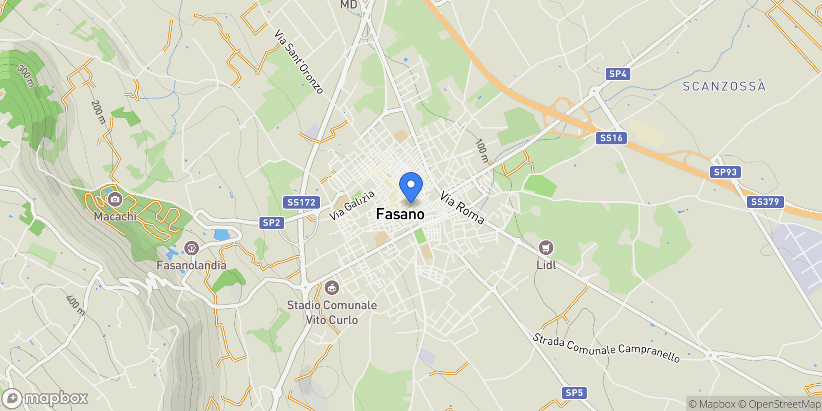 Map showing Fasano, Apulia, Italy.