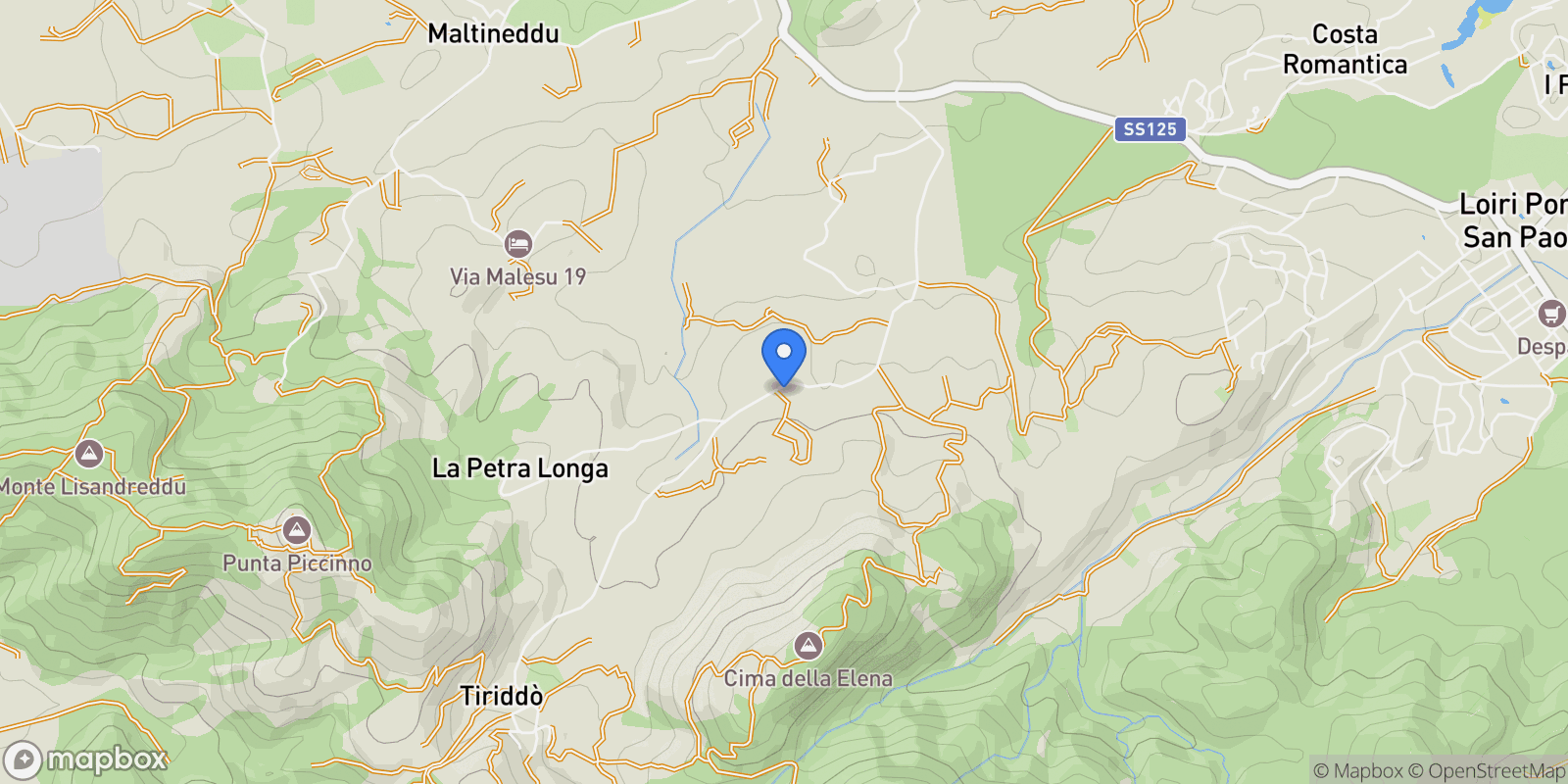 Map showing Villaggio La Pinnetta., Sardinia, Italy.