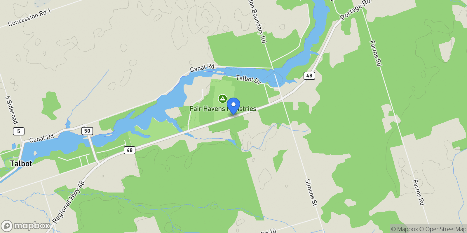 Map showing 720 Highway 48, Brock, Ontario, Canada.