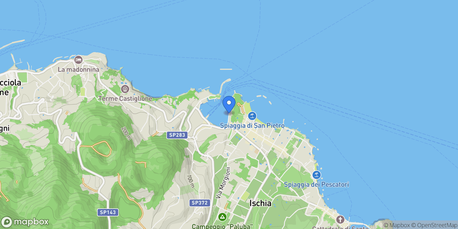 Map showing Via Porto, Ischia, NA 80077, Ischia, Campania, Italy.