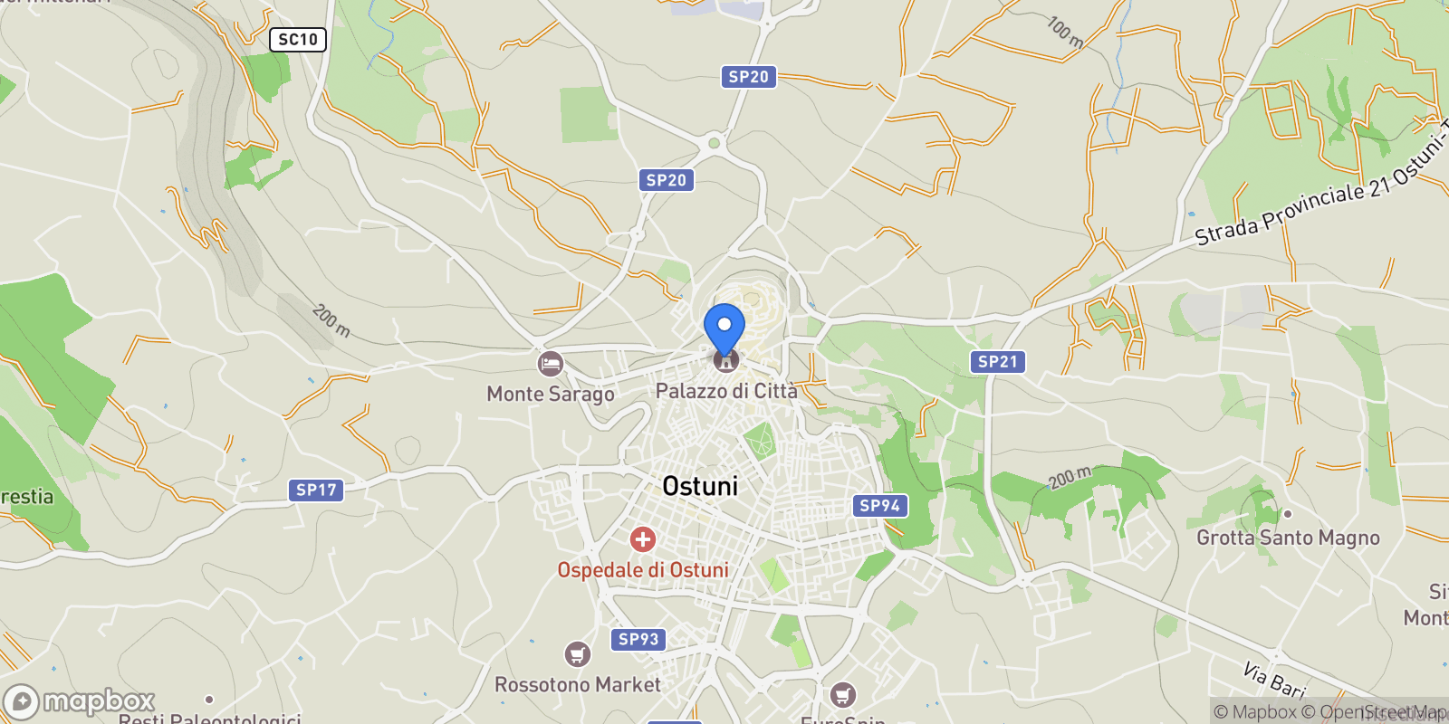 Map showing Ostuni, Apulia, Italy.