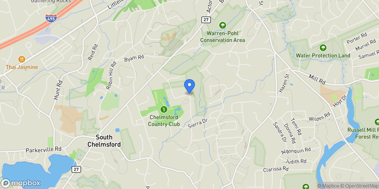 Map showing 11 Smokerise Dr, Chelmsford, MA 01824, Chelmsford, Massachusetts, United States.