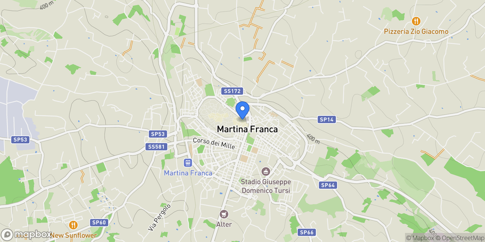 Map showing Martina Franca, Apulia, Italy.