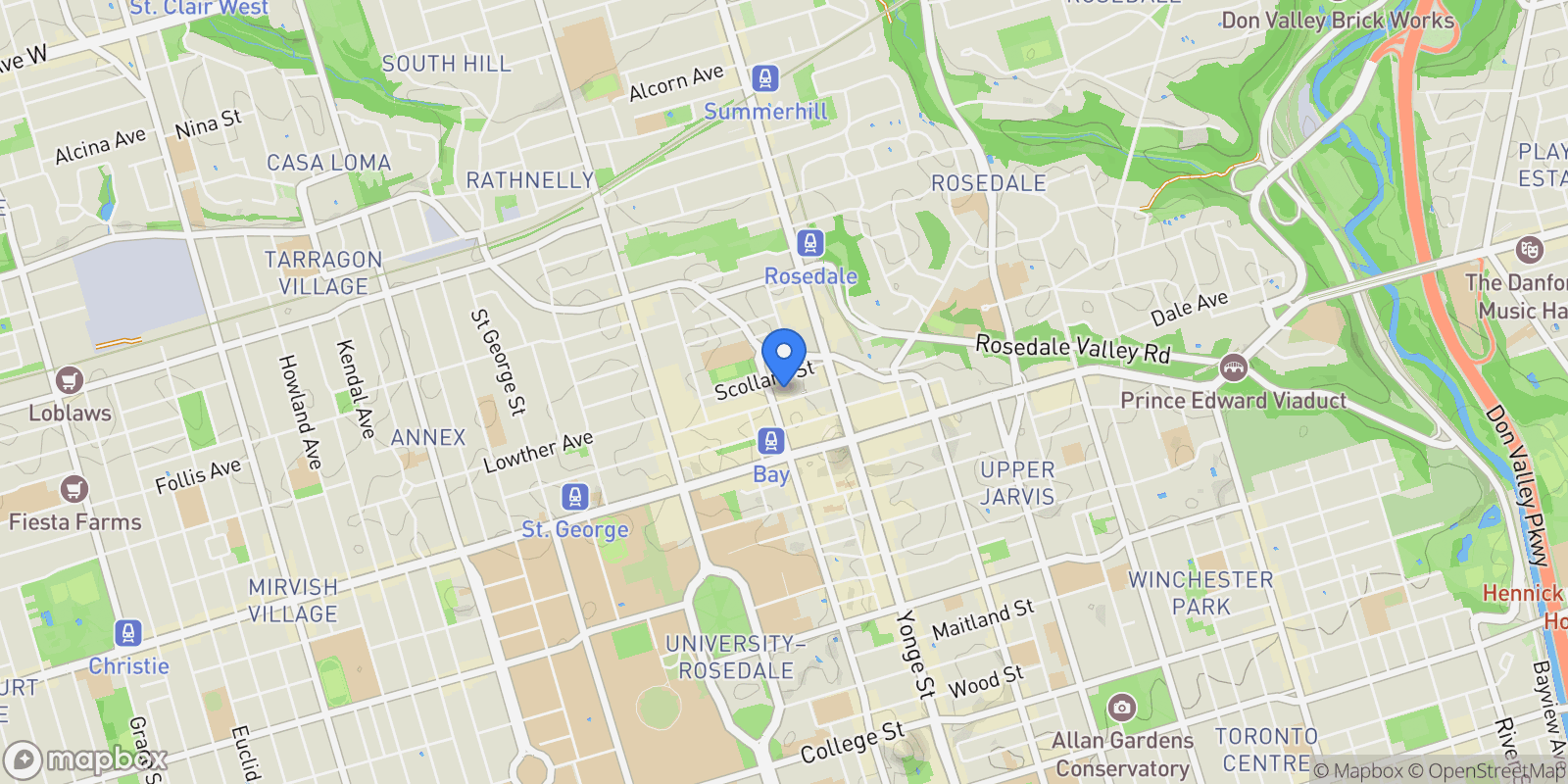 Map showing 50 Yorkville Ave, Toronto, Ontario, Canada.