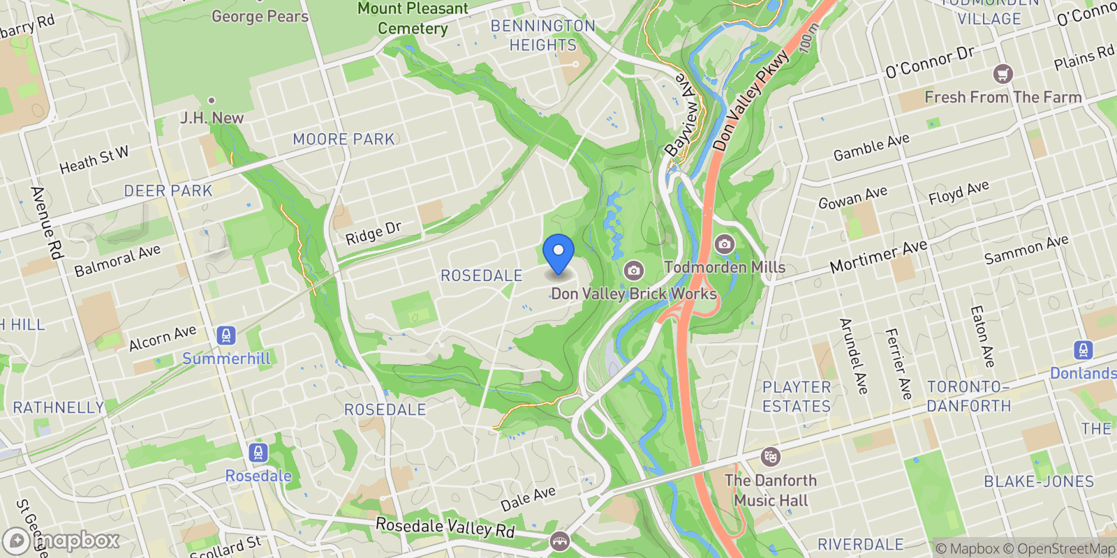 Map showing 30 Whitney Avenue, Toronto, Ontario, Canada.