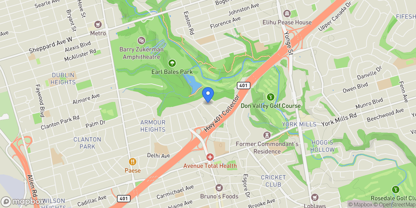 Map showing 125 Sandringham Drive, Toronto, Ontario, Canada.