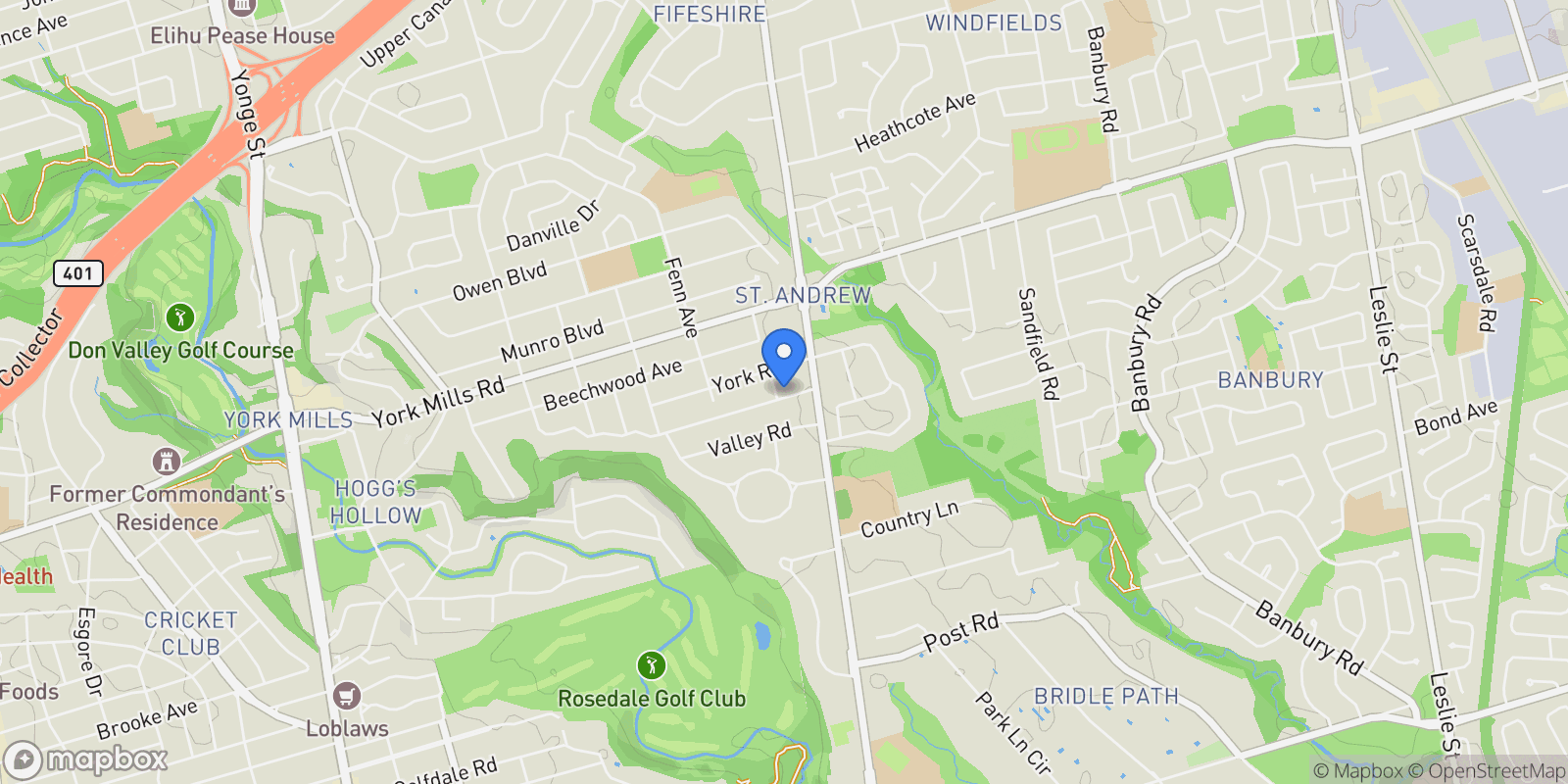 Map showing 148 Highland Crescent, Toronto, Ontario, Canada.